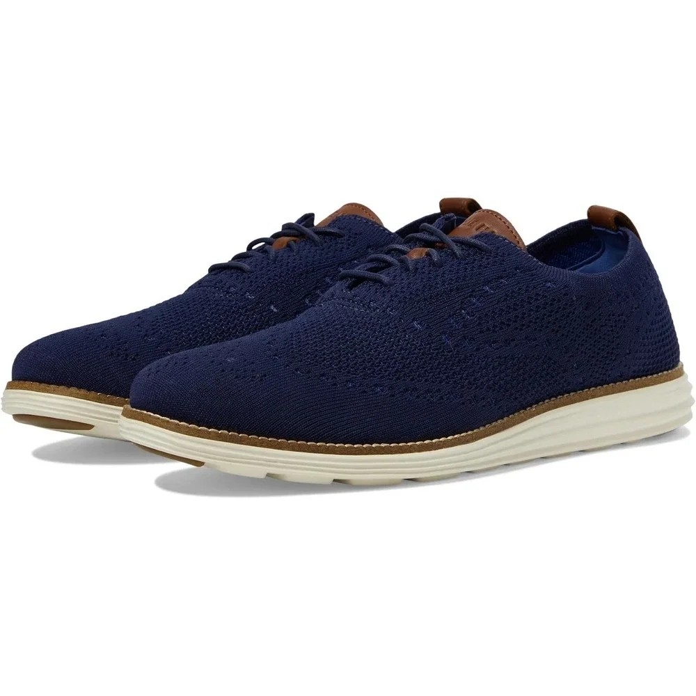 Cole Haan Original Grand Stitchlite Wingtip Oxford Mens Sz 9.5 Navy/Ivory Shoes